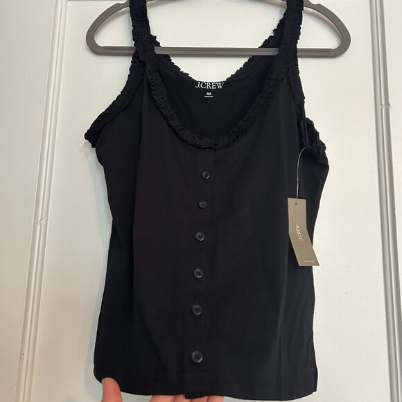 J. Crew button-front tank top with ruffle trim in Black - XS - NWT - Picture 4 of 6